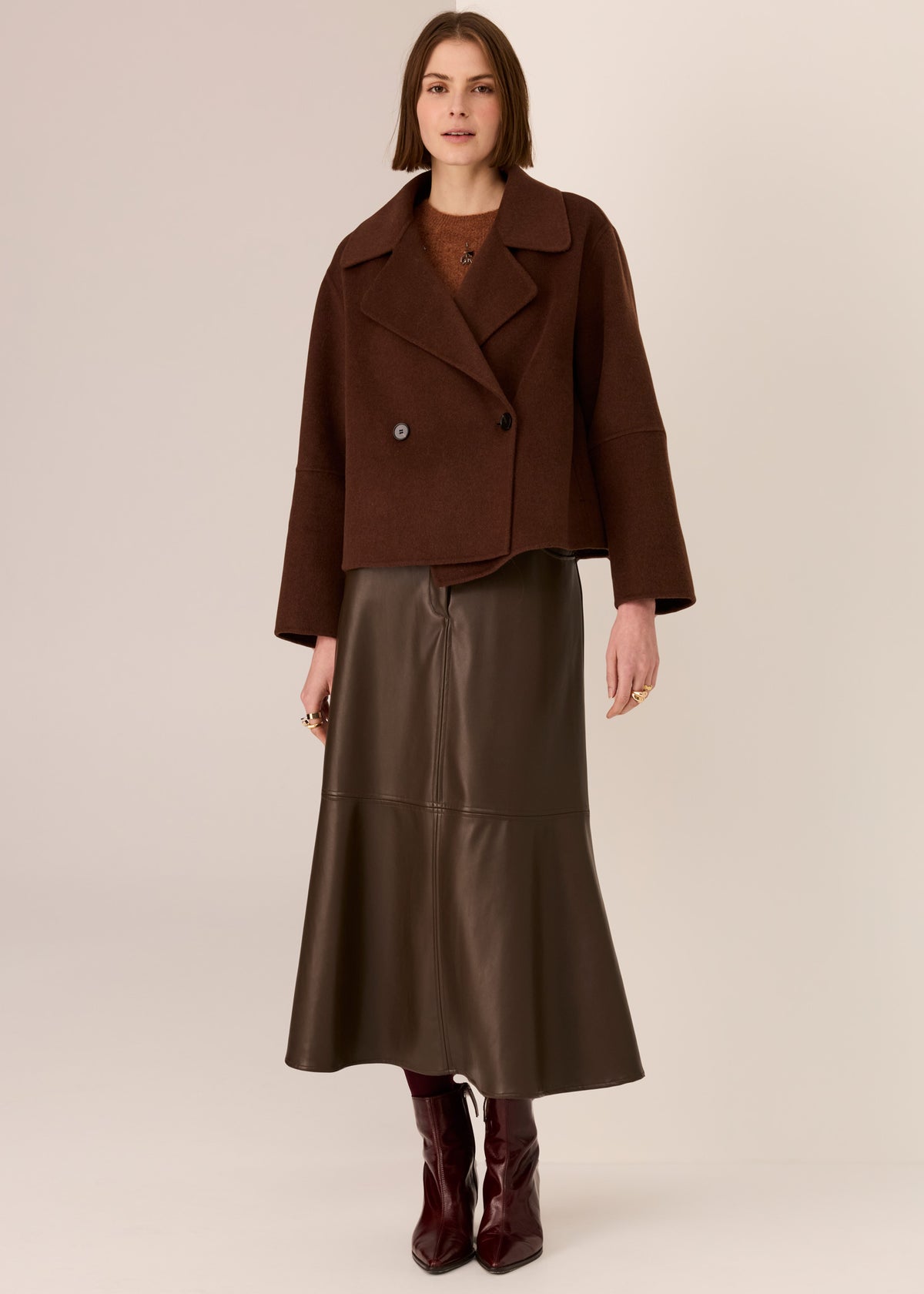 POL | Cohen Cropped Wool Coat | Walnut