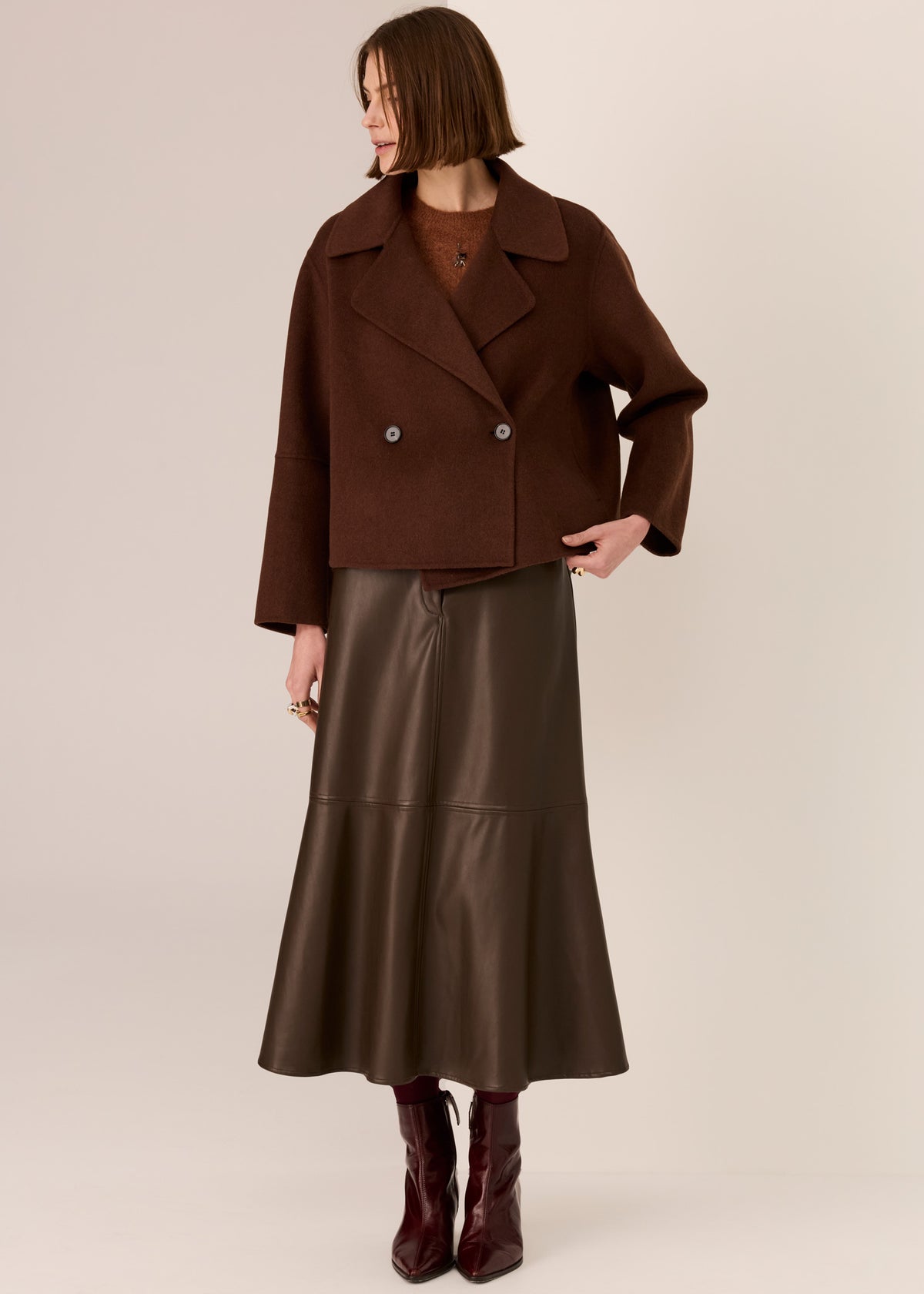 POL | Cohen Cropped Wool Coat | Walnut
