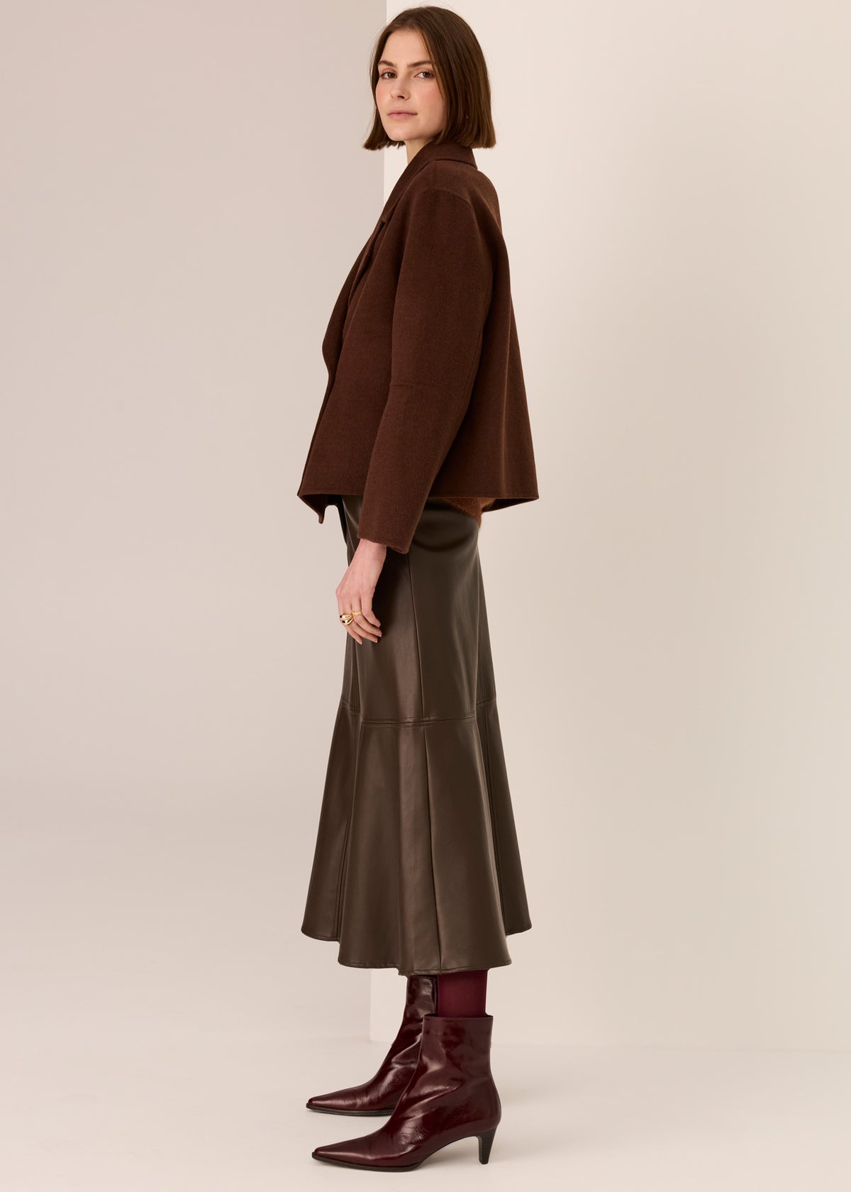 POL | Cohen Cropped Wool Coat | Walnut