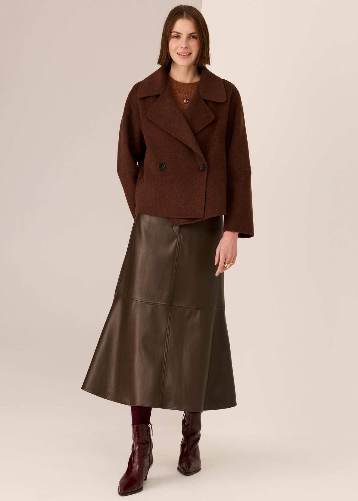 POL | Cohen Cropped Wool Coat | Walnut