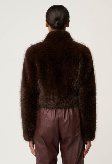 Once Was | Dawn Faux Fur Cropped Jacket | Walnut