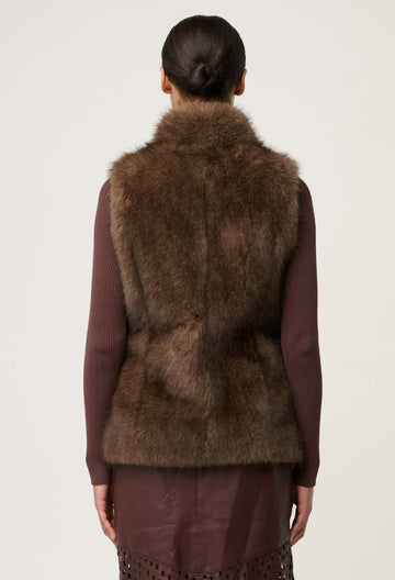 Once Was | Hazel Faux Fur Vest | Walnut