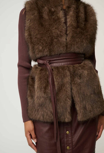 Once Was | Hazel Faux Fur Vest | Walnut