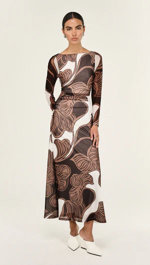 Staple The Label | Ulla Mesh Midi Dress | Abstract Leaf