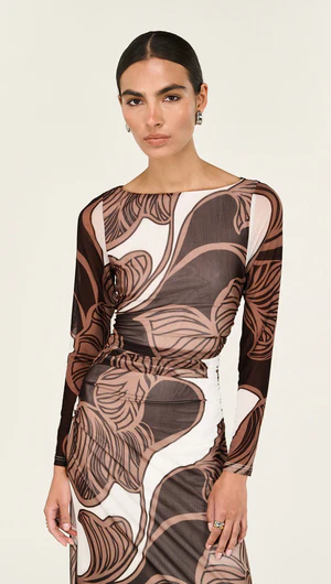 Staple The Label | Ulla Mesh Midi Dress | Abstract Leaf