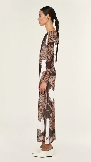 Staple The Label | Ulla Mesh Midi Dress | Abstract Leaf