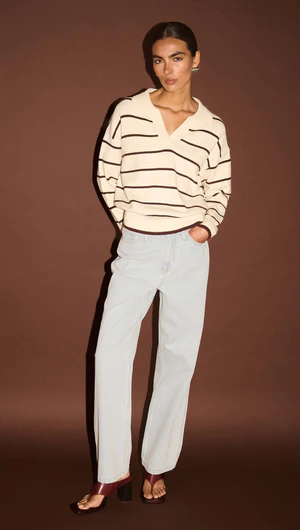 Staple The Label | Elara Polo Jumper | Cream/Chocolate