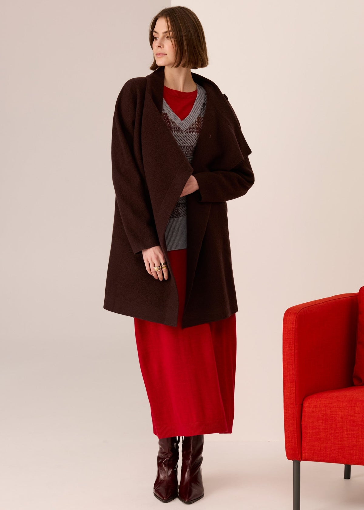 POL | Wyatt Boiled Wool Coat | Chocolate