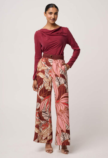Once Was | Adele Linen Viscose Belted Printed Pant | Cathedral Botanical