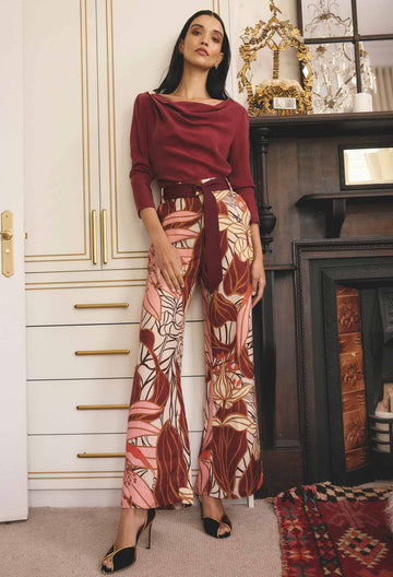 Once Was | Adele Linen Viscose Belted Printed Pant | Cathedral Botanical