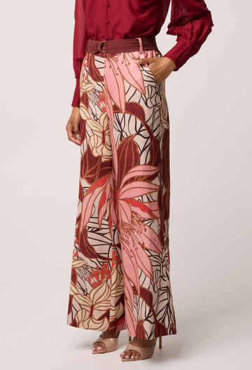 Once Was | Adele Linen Viscose Belted Printed Pant | Cathedral Botanical