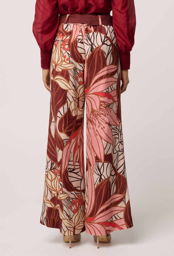 Once Was | Adele Linen Viscose Belted Printed Pant | Cathedral Botanical