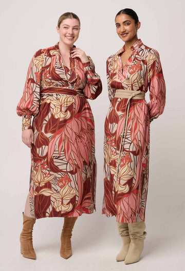 Once Was | Edith Viscose Blend Printed Column Midi Dress | Cathedral Botanical