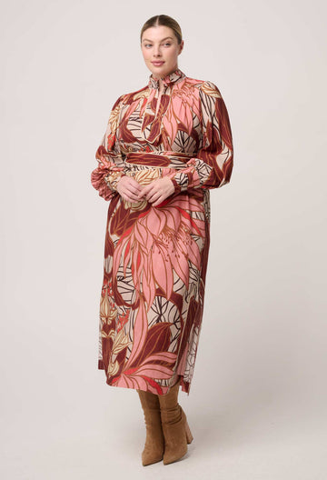 Once Was | Edith Viscose Blend Printed Column Midi Dress | Cathedral Botanical