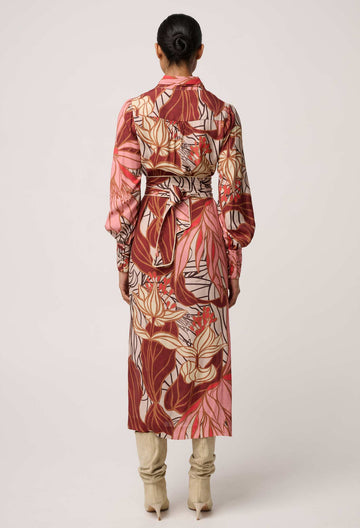 Once Was | Edith Viscose Blend Printed Column Midi Dress | Cathedral Botanical