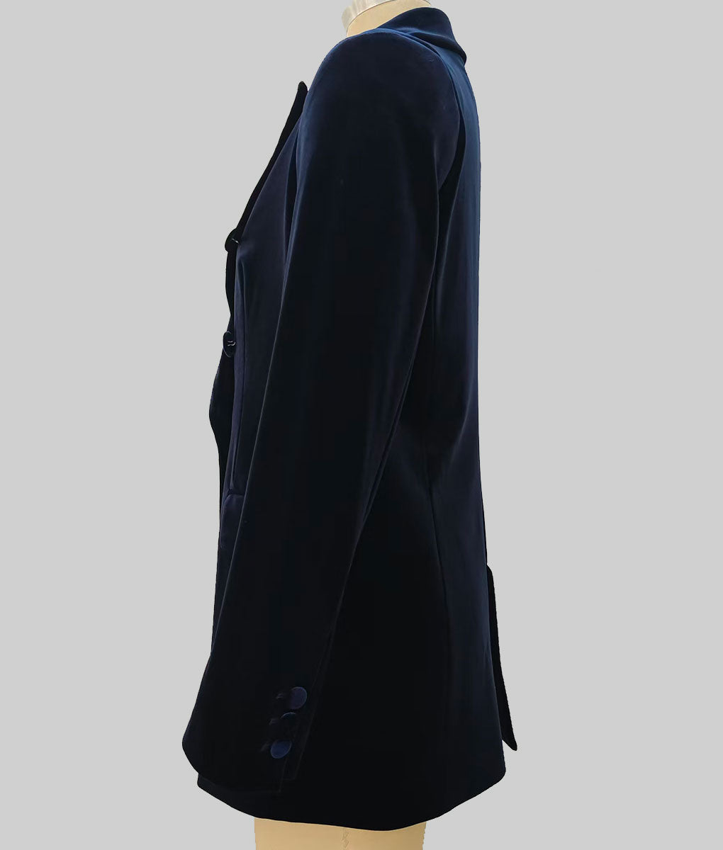 Sophie Moran | Velvet Double Breasted Blazer | Black With Green Lining