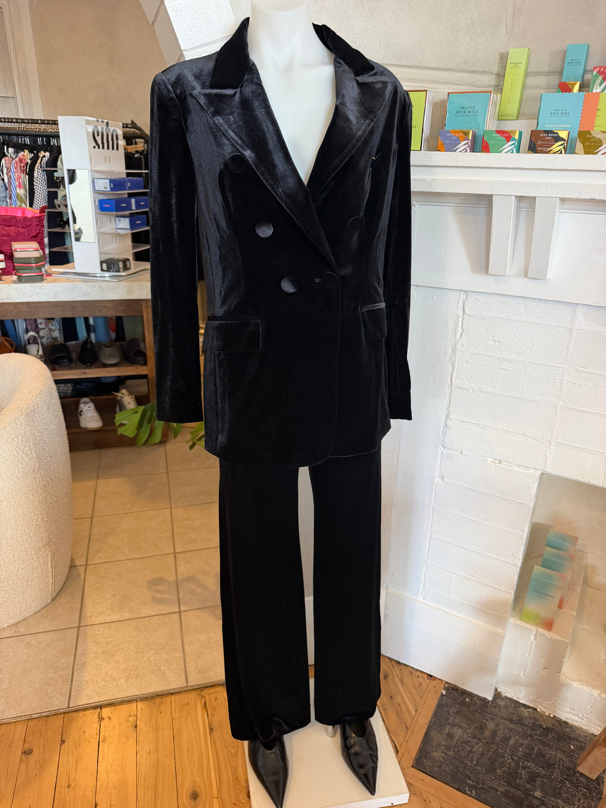 Sophie Moran | Velvet Straight Leg Pants | Black
