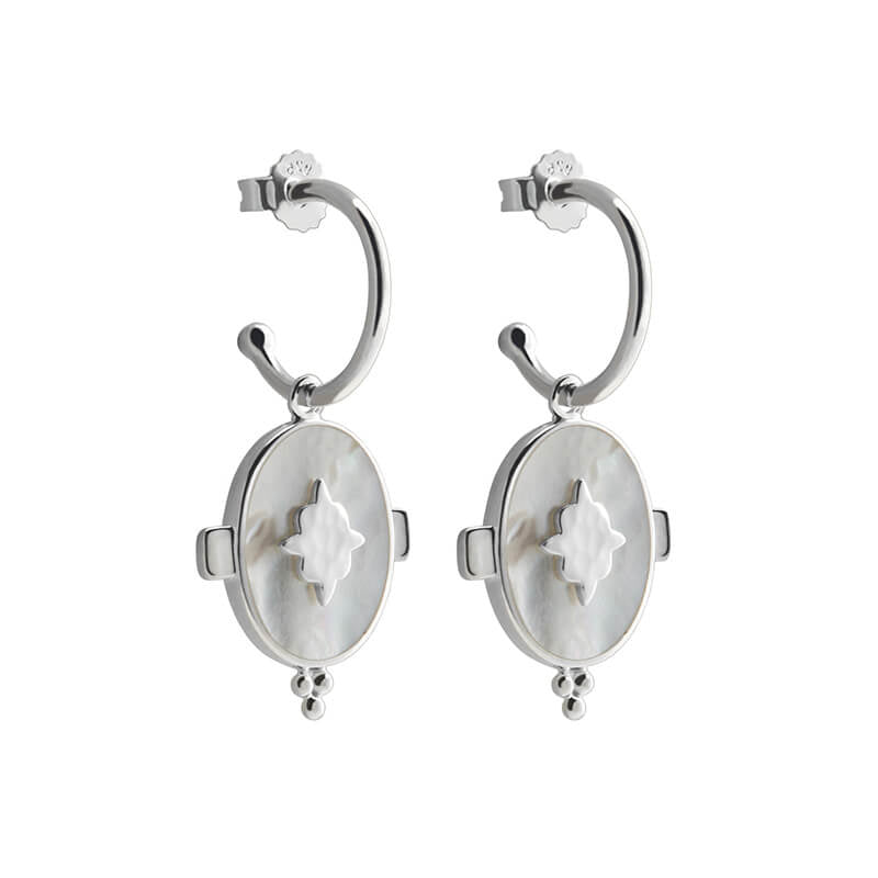 Murkani | Temple Moon | Oval Earring With Mother Of Pearl | Sterling Silver