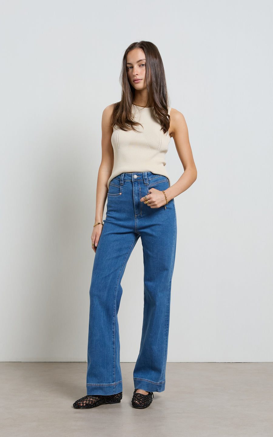 Dricoper | Maarte Blue Wide Leg Jeans | Mid Classic Blue