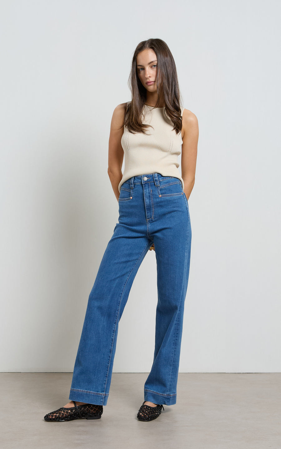 Dricoper | Maarte Blue Wide Leg Jeans | Mid Classic Blue