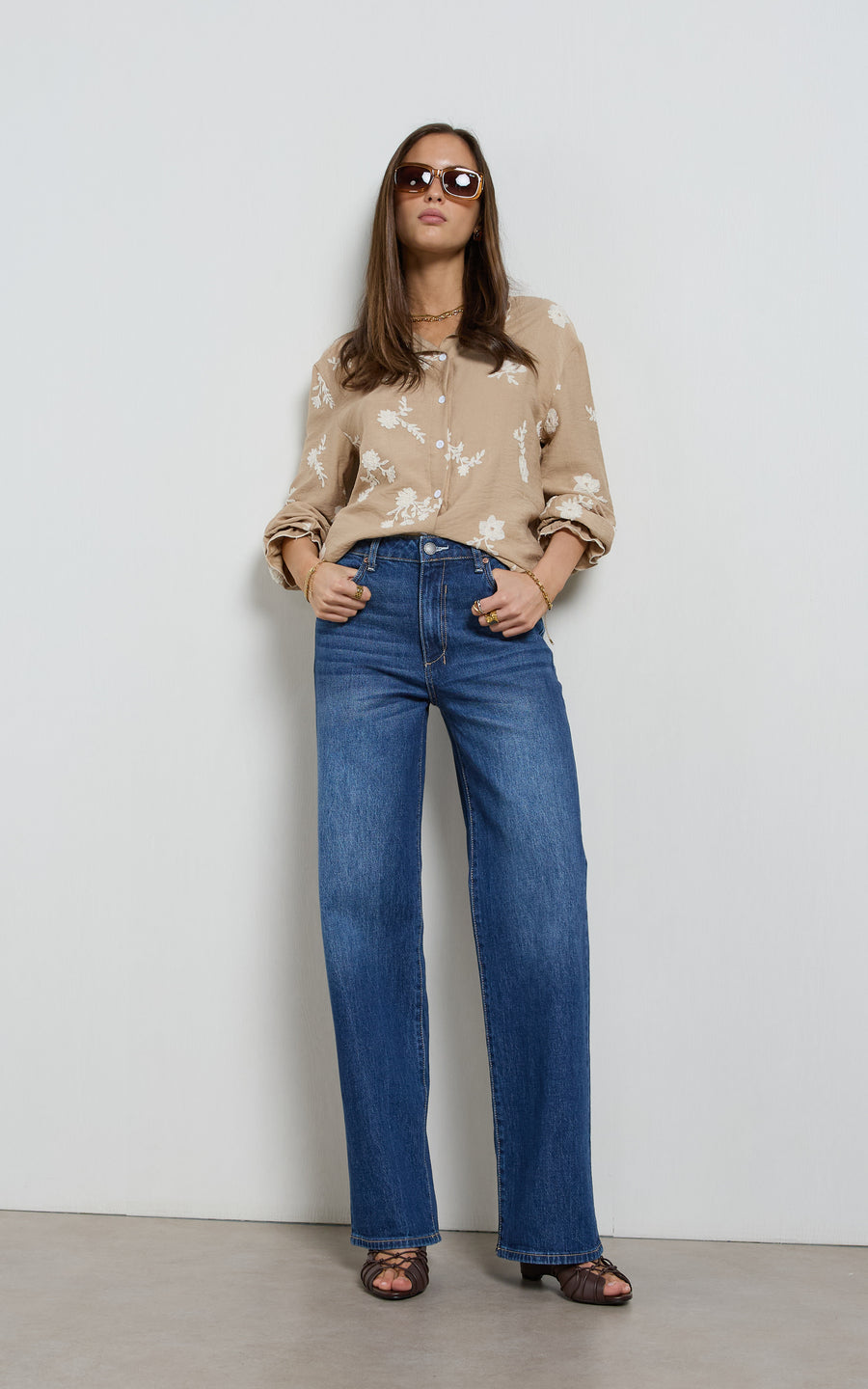 Dricoper | Lina Mid Rise Pacific Straight Leg Jeans | Pacific Blue