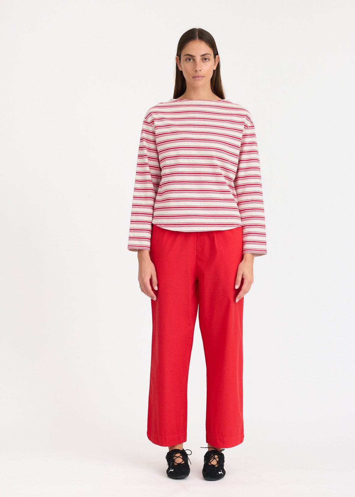 LMND | Amara Oversize Long Sleeve Boat Neck | Salsa/Primrose/Grey Marle