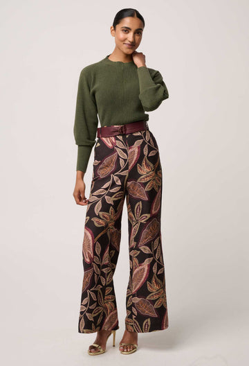 Once Was | Roselle Merino Wool Blend Ribbed Knit Top | Winter Moss