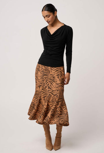 Once Was | Milda Lyocell Stretch Cowl Top | Black