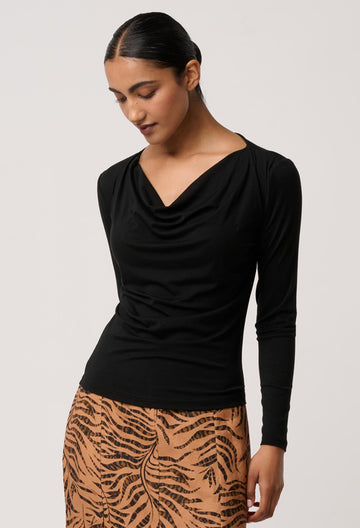 Once Was | Milda Lyocell Stretch Cowl Top | Black