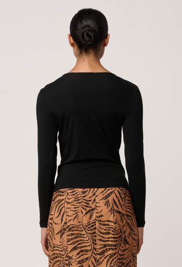 Once Was | Milda Lyocell Stretch Cowl Top | Black
