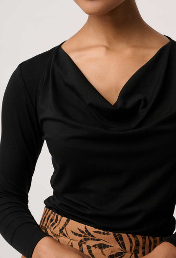 Once Was | Milda Lyocell Stretch Cowl Top | Black