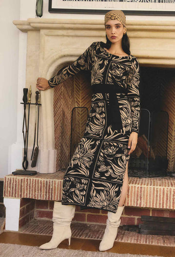 Once Was | Wanderer Merino Wool Blend Floral Knit Dress | Flora Deco