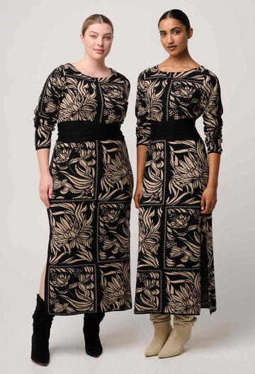 Once Was | Wanderer Merino Wool Blend Floral Knit Dress | Flora Deco