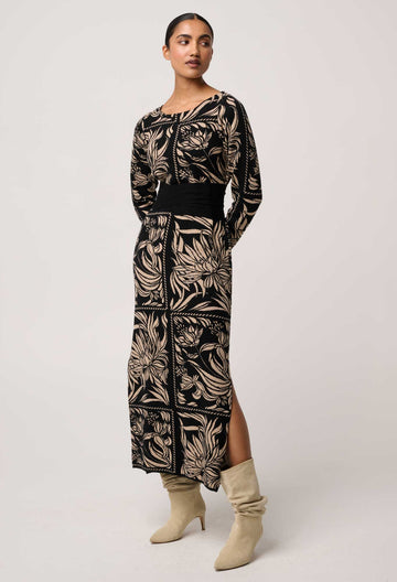 Once Was | Wanderer Merino Wool Blend Floral Knit Dress | Flora Deco