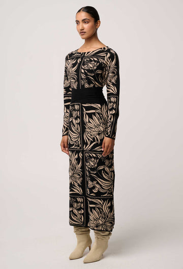 Once Was | Wanderer Merino Wool Blend Floral Knit Dress | Flora Deco