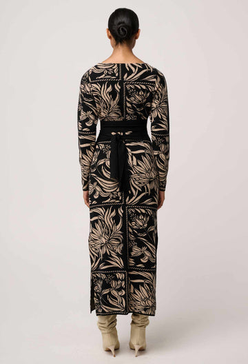 Once Was | Wanderer Merino Wool Blend Floral Knit Dress | Flora Deco