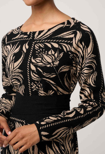 Once Was | Wanderer Merino Wool Blend Floral Knit Dress | Flora Deco