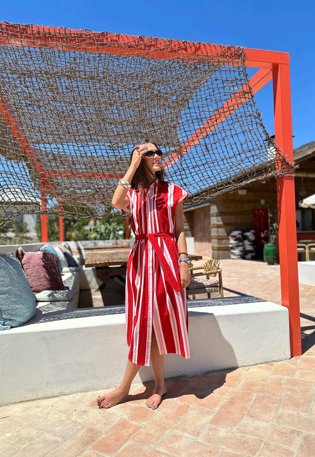 Vilagallo | Jaretas Dress | Red/Pink/White Stripe