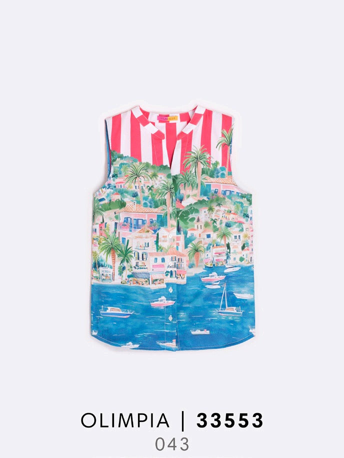 Vilagallo | Olimpia Shirt | Red & White Stripe/Print