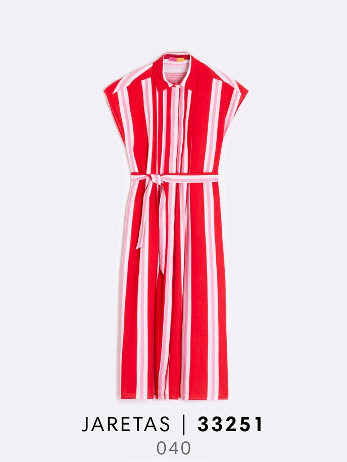 Vilagallo | Jaretas Dress | Red/Pink/White Stripe