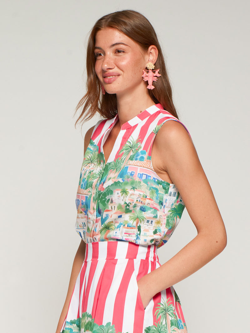 Vilagallo | Olimpia Skirt | Red & White Stripe/Print