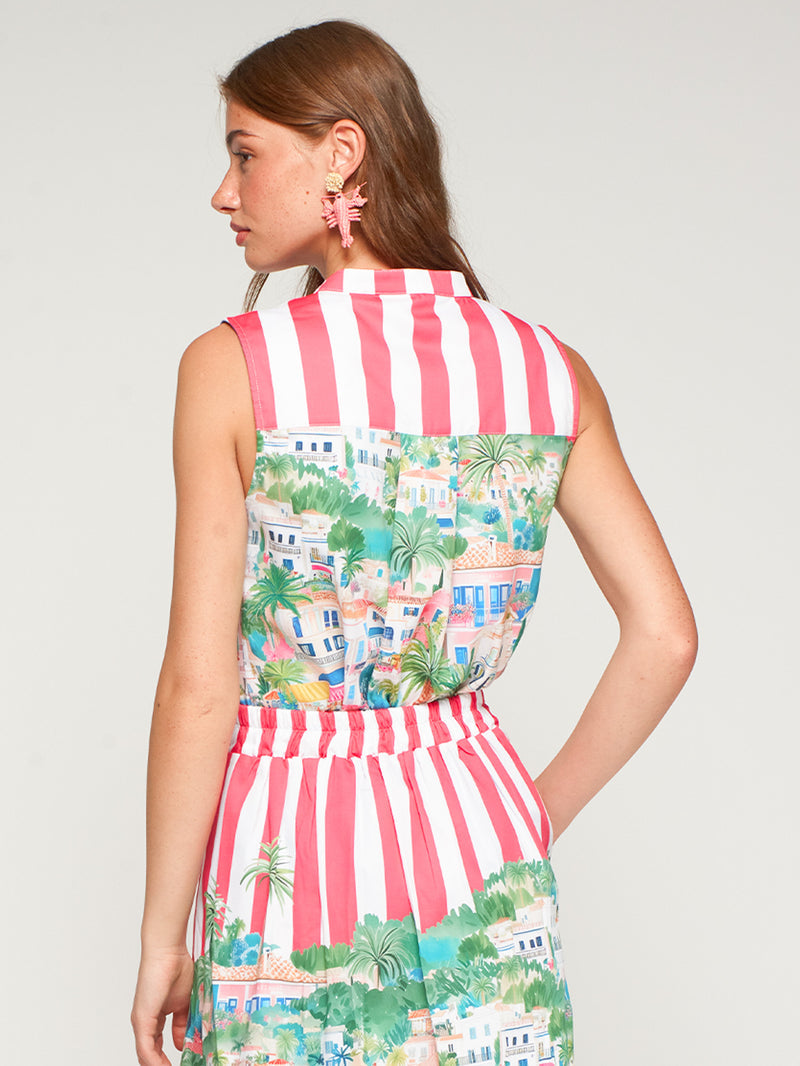 Vilagallo | Olimpia Skirt | Red & White Stripe/Print