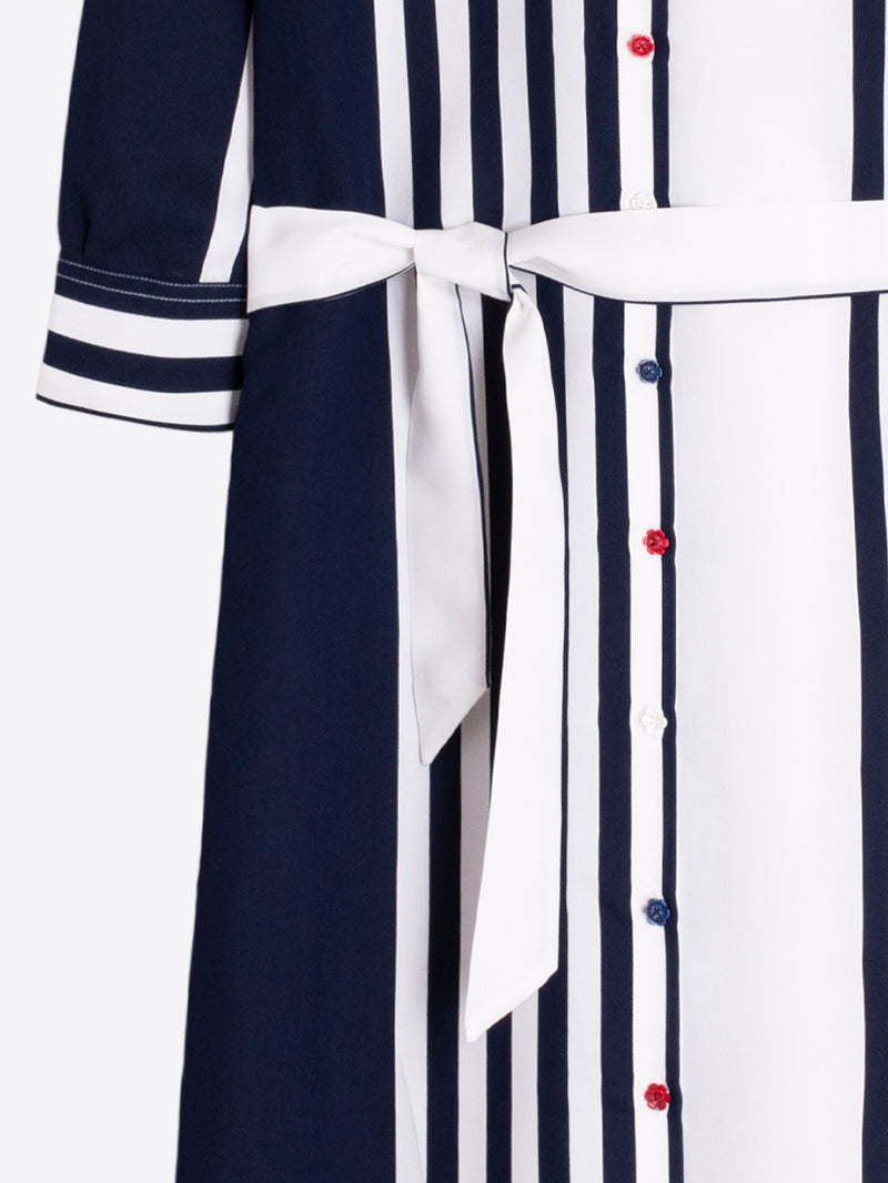Vilagallo | Camisero Dress | Navy & White Stripe