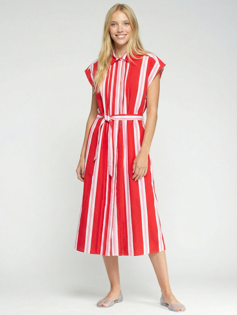 Vilagallo | Jaretas Dress | Red/Pink/White Stripe