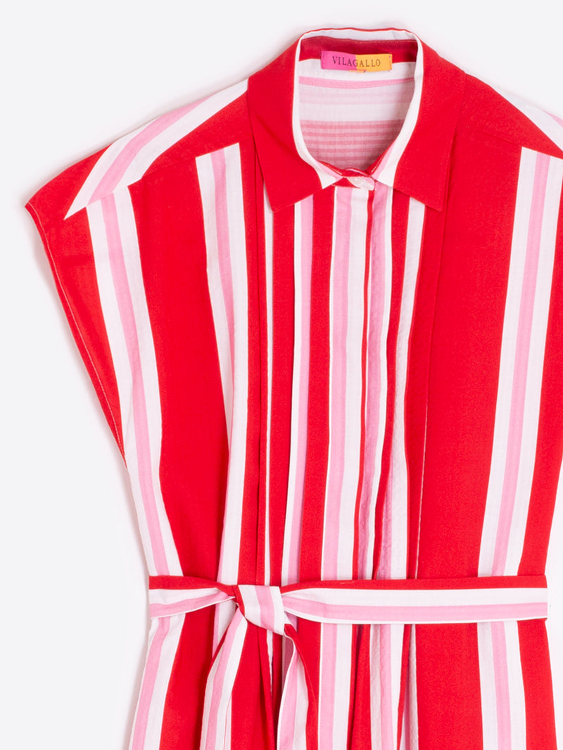 Vilagallo | Jaretas Dress | Red/Pink/White Stripe