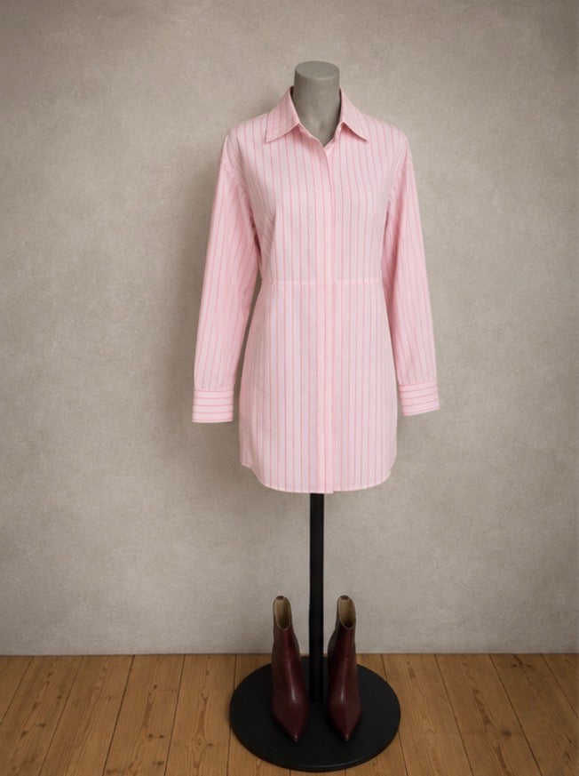 Staple The Label | Kari Mini Shirt Dress | Pink/White Stripe