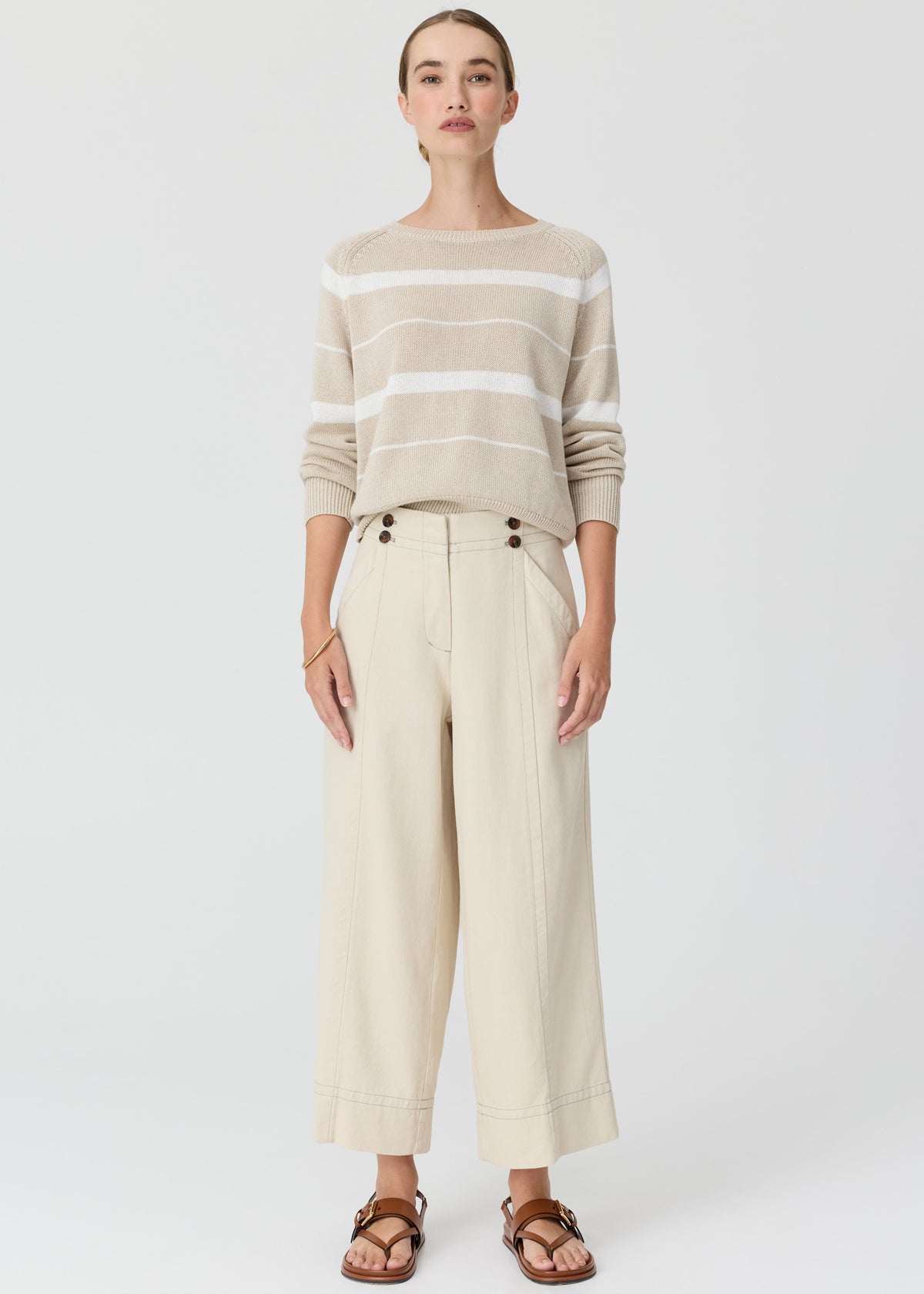 POL | Rosin Stripe Knit | Pebble/Chalk