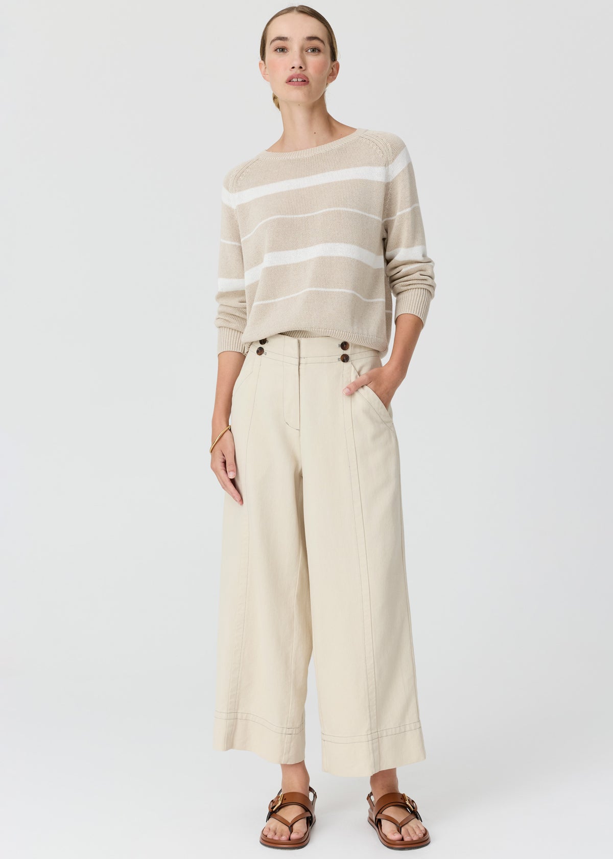 POL | Rosin Stripe Knit | Pebble/Chalk