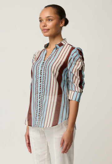 Once Was | Calantha Cotton Silk Shirt | Iridescent Stripe