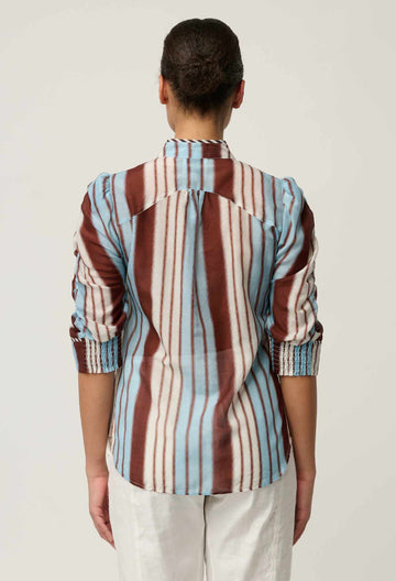 Once Was | Calantha Cotton Silk Shirt | Iridescent Stripe
